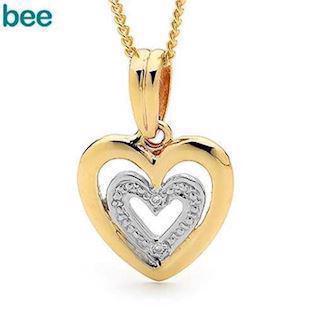 Bee Jewelry 9 ct gold heart with diamonds - 2 pcs 0.005 ct i, model 65410